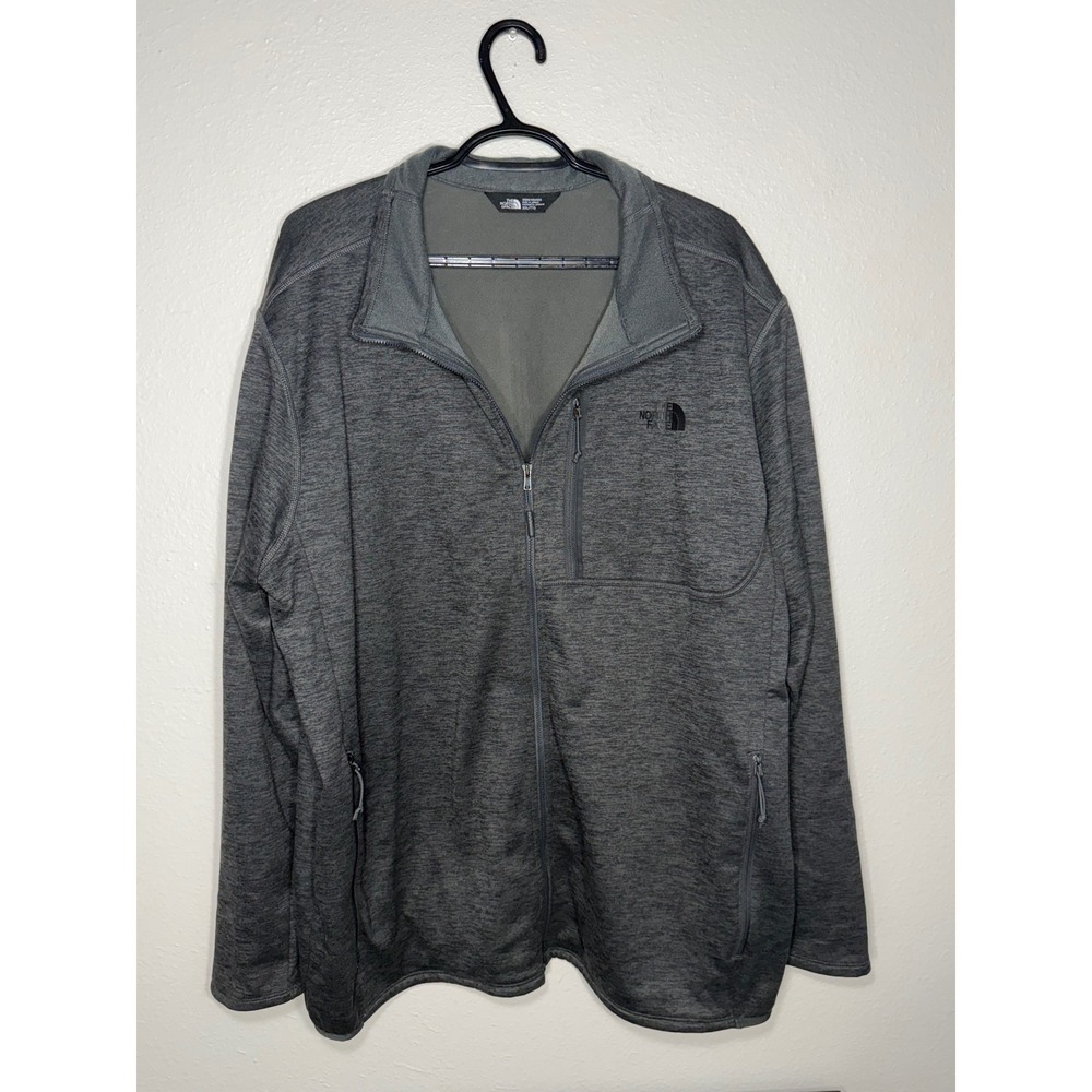 The North Face Mens XXL Full Zip Fleece Jacket Gray Heathered Mock Neck - Picture 1 of 7